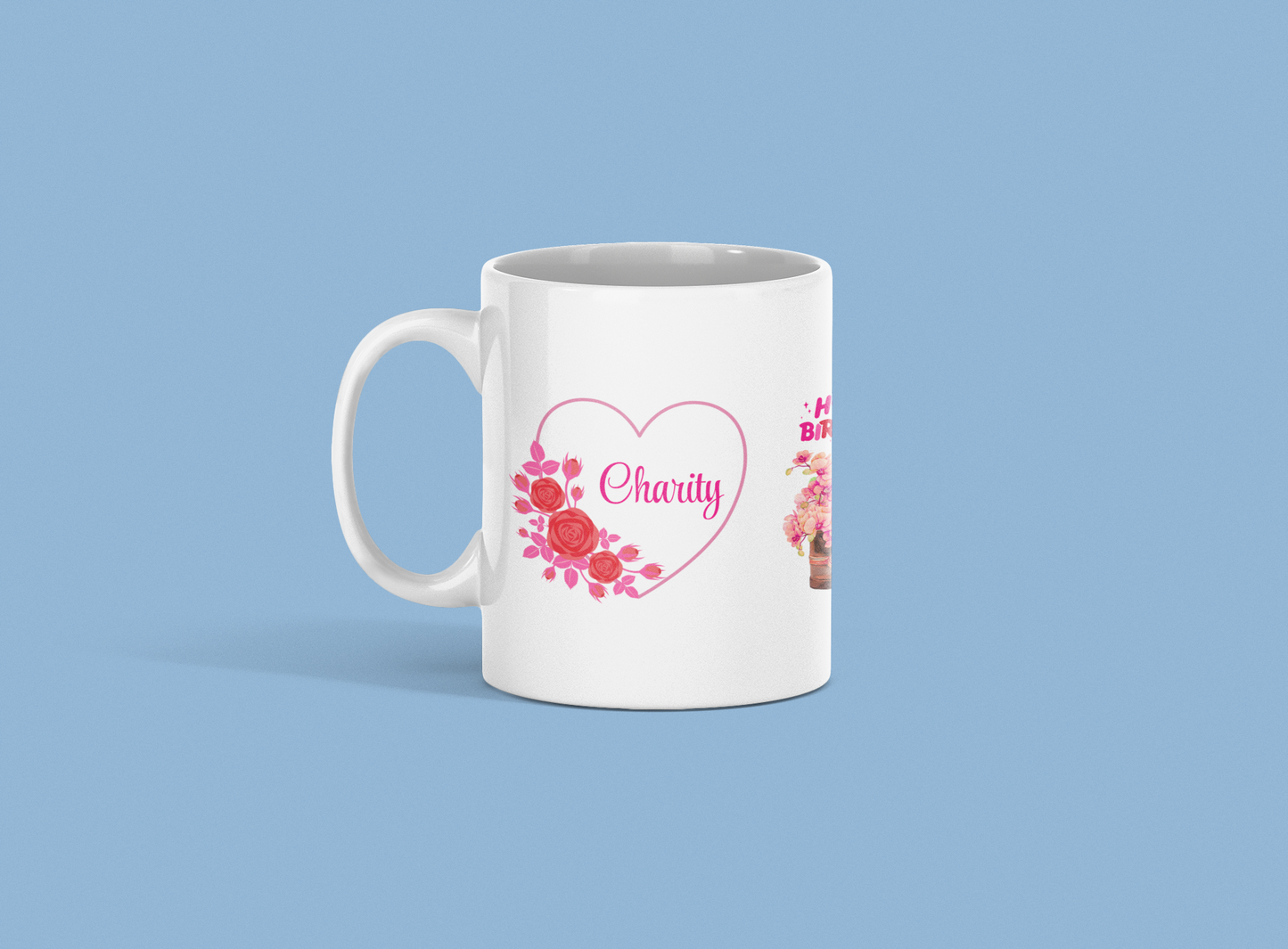 HAPPY BIRTHDAY MUG WITH CUSTOMIZED NAME AND LETTER
